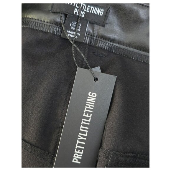 Women's Black Wide Leg Faux Leather Pants - Picture 7 of 10